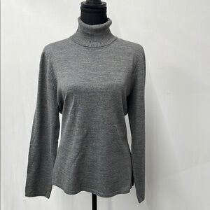 Loft Gray Wool Turtleneck Sweater, size Large